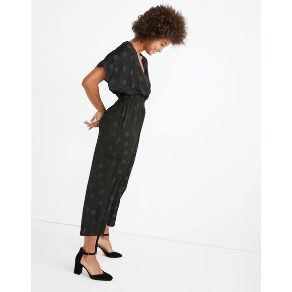 Madewell Wrap-Front Smock-Waist Jumpsuit Dot Jacquard - Size: Medium - Picture 7 of 10